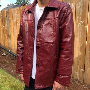 90s Faux Leather Burgundy Jacket